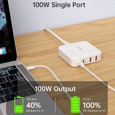 Зарядний пристрій 4xUSB 100W GaN (2хUSB-C+2хUSB-A) Desktop Charger білий Choetech (PD8008-EU-WH) [402138]