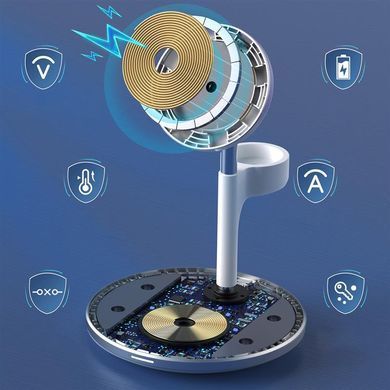 Магнітний бездротовий зарядний пристрій Choetech 3in1 Magnetic wireless charger station for iPhone (T586-F) [603147]
