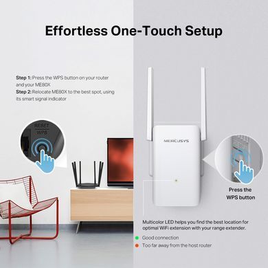 Розширювач покриття WiFi MERCUSYS AX3000, 1хGE LAN (ME80X) [110074]