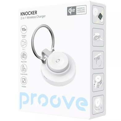 Бездротовий зарядний пристрій Proove Knocker 2 in 1 Qi2 15W White (WSPK15012002) [618162]
