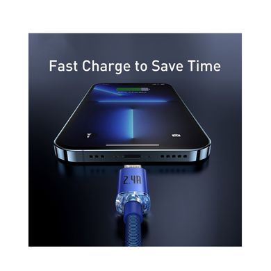 Кабель Baseus Crystal Shine Series Fast Charging Data Cable USB to iP 2.4A 1.2m Blue (CAJY000003) [802363]