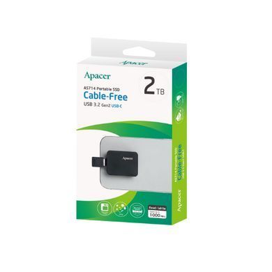 Портативний SSD Apacer AS714 2TB USB 3.2 Gen.2 Read/Write 1000MB/s Black (AP2TBAS714B-1) [805731]