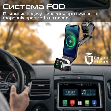 Бездротовий зарядний пристрій Promate MagDrive-Trio MagSafe Black (magdrive-trio.black) [603340]