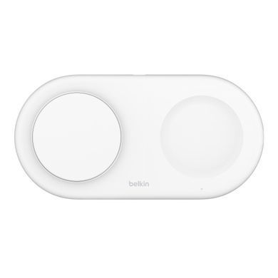 Зарядний пристрій бездротовий Belkin 2в1 15Вт Pad Qi2, білий (WIZ021VFWH) [108377]