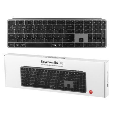 Клавіатура мембрана Keychron B6 Pro, USB/WL/BT, space gray (B6P-K1-UA) [103665]