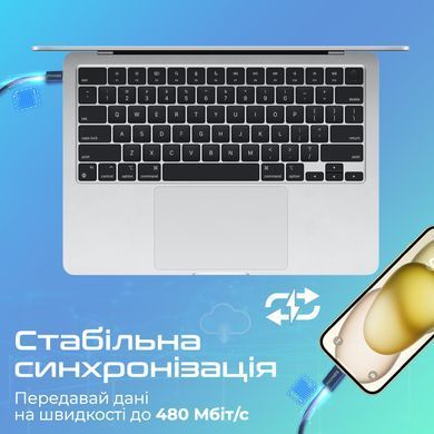 Кабель Promate EcoLine-Ci120 USB Type-C - Lightning (M/M), 3 A, 27 W, 1.2 м, Navy (ecoline-ci120.navy) [604297]