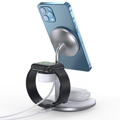 Магнітний бездротовий зарядний пристрій Choetech 3in1 Magnetic wireless charger station for iPhone (T586-F) [603147]