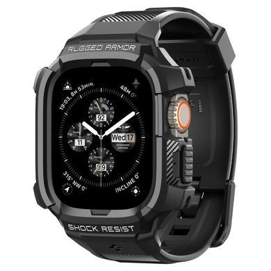 Чохол та ремінець 2в1 Spigen для Apple Watch Ultra 49mm, Rugged Armor Pro, Black (ACS05460) [108713]