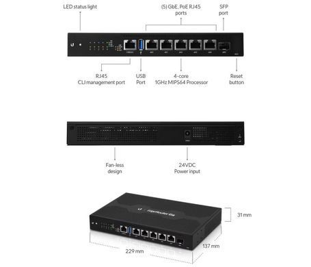 Маршрутизатор Ubiquiti EdgeRouter (ER-6P) [609443]
