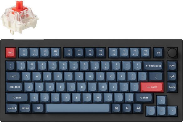 Клавіатура механічна Keychron V1 Max 84Key, Gateron Jupiter Red, WL/BT/USB-A, QMK, Hot-swap, Knob, EN/UKR, RGB, чорний (V1MD1_KEYCHRON) [103614]