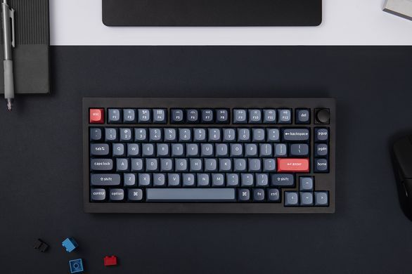 Клавіатура механічна Keychron V1 Max 84Key, Gateron Jupiter Red, WL/BT/USB-A, QMK, Hot-swap, Knob, EN/UKR, RGB, чорний (V1MD1_KEYCHRON) [103614]