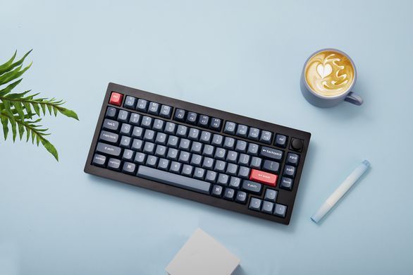 Клавіатура механічна Keychron V1 Max 84Key, Gateron Jupiter Red, WL/BT/USB-A, QMK, Hot-swap, Knob, EN/UKR, RGB, чорний (V1MD1_KEYCHRON) [103614]