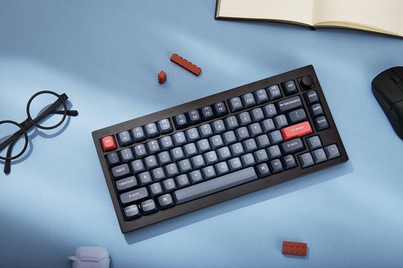 Клавіатура механічна Keychron V1 Max 84Key, Gateron Jupiter Red, WL/BT/USB-A, QMK, Hot-swap, Knob, EN/UKR, RGB, чорний (V1MD1_KEYCHRON) [103614]