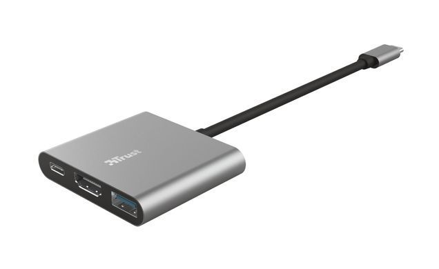 Хаб Trust Dalyx 3-in-1 USB-С > USB-А 3.2/USB-С/HDMI, Алюміній, 0.1м, чорний (23772_TRUST) [108800]