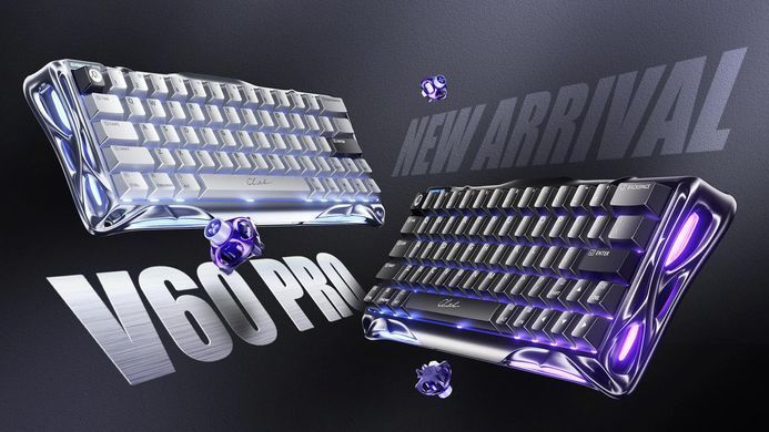 Клавіатура магнітна GravaStar Mercury V60 Pro 60keys, GravaStar Blackcore, USB-A, 8k,RGB, GunMetal (GSV60PRO_XTAL_BLK) [114352]