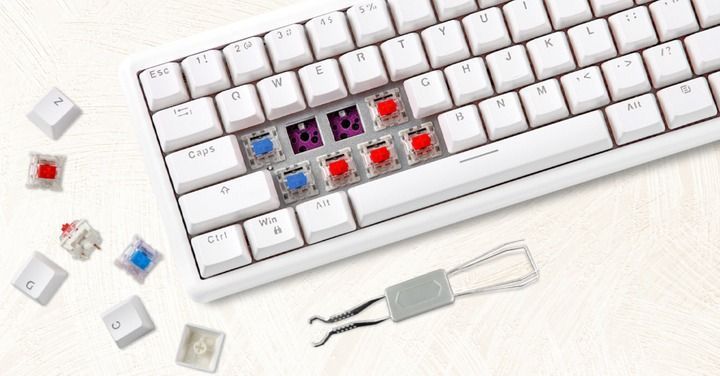 Клавіатура бездротова Motospeed SK66 Gateron Blue Hot Swap White (mtsk66wmb) [606003]
