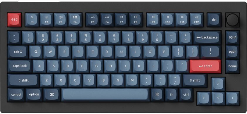 Клавіатура механічна Keychron V1 Max 84Key, Gateron Jupiter Red, WL/BT/USB-A, QMK, Hot-swap, Knob, EN/UKR, RGB, чорний (V1MD1_KEYCHRON) [103614]
