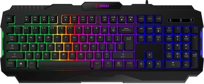 Клавіатура мембранна MSI FORGE GK100 104key, USB-A, EN/UKR/RU, ColorLED, чорний (S11-04UA221-HH9) [103715]