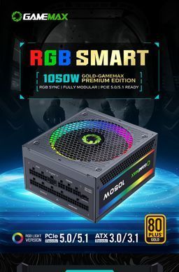 Блок живлення GAMEMAX (RGB1050 PRO (ATX3.1 PCIe5.1)) [303200]