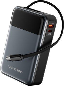 УМБ Vention 20000mAh 65W PD,QC3.0,USB-A,1хUSB-C In/Out, with Built-in USB-C Cable, LED Display,Black (FHYB0) [402217]