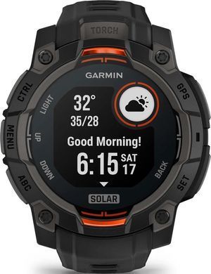 Смарт-годинник Garmin Instinct 3 45mm Solar Black with Black Silicone Band (010-02934-40) [611055]