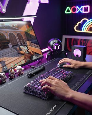 Клавіатура магнітна GravaStar Mercury V75 Lite 75keys, Blackcore, USB-A, Transparent Black (GSV75LITE_XTAL_BLK) [114353]