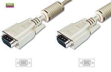 Кабель VGA (M/M) DIGITUS, 15м, ферит, бежевий (AK-310103-150-E) [112584]