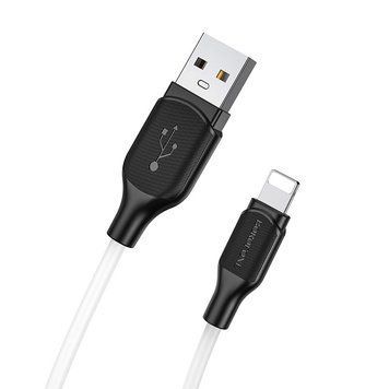 Кабель BOROFONE BX42 USB to iP 2.4A, 1m, silicone, TPE connectors, White (6931474736734) [802361]