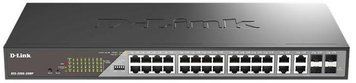 Комутатор D-Link 24xGE PoE, 4xSFP/GE, 370W, Некерований (DSS-200G-28MP) [105206]