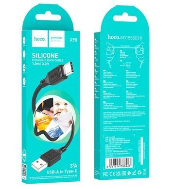 Кабель HOCO X90 Cool silicone charging data cable for Type-C Black (6931474788443) [803253]