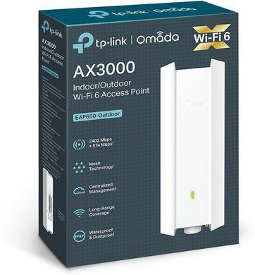 Точка доступу TP-LINK EAP650 OUTDOOR AX3000, 1xGE LAN, PoE, Passive PoE (EAP650-OUTDOOR) [104649]