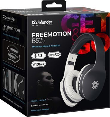 Гарнітура Defender FreeMotion B525 Bluetooth+3,5мм, Black-White (63525) [401775]