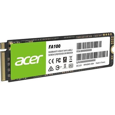 SSD 256Gb Acer FA100 M.2 2280 NVMe 1.4 PCIe Gen 3x4 3D NAND, Retail (BL.9BWWA.118) [405446]