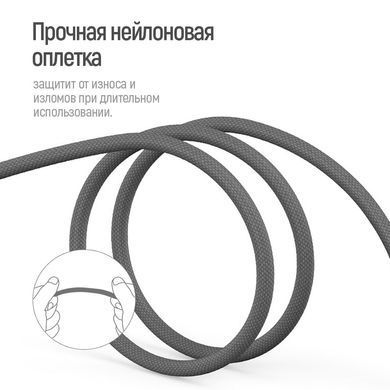 Кабель ColorWay USB - Lightning + micro USB + USB Type-C (M/M), 1.2 м, Dark Grey (CW-CBU3003-GR) [618683]