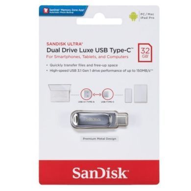 Флеш-накопичувач SanDisk USB 3.1 Ultra Dual Luxe Type-C 32Gb (150 Mb/s) (SDDDC4-032G-G46) [803591]