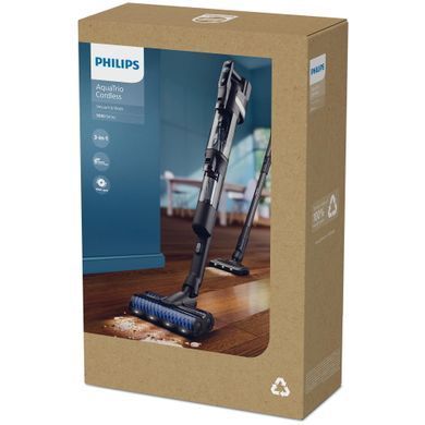 Пилосос Philips безпровідний AquaTrio, 9000 Series вологе прибирання, конт пил -0.42л, автон. робота до 25хв, PowerCyclone Aqua, турборежим, чорний (XW9463/10) [105724]