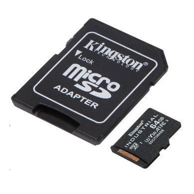 microSDXC (UHS-1 U3) Kingston Industrial 64Gb class 10 V30 А1 (adapter SD) (SDCIT2/64GB) [806685]