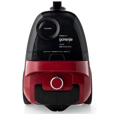 Пилосос Gorenje контейнерний, 800Вт, конт пил -3.3л, HEPA, телескоп трубка, червоний (VC2202G4AHR) [110855]