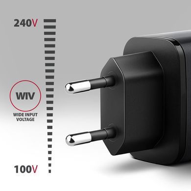 Мережевий зарядний пристрій AXAGON, 2x port (USB + USB-C), PD3.0/QC4+/PPS/Apple, 67W, сірий (ACU-PQ67) [504210]