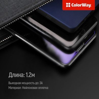 Кабель ColorWay USB - Lightning + micro USB + USB Type-C (M/M), 1.2 м, Dark Grey (CW-CBU3003-GR) [618683]