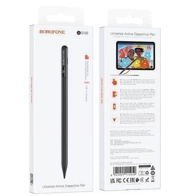 Стилус BOROFONE BG100 Universal active capacitive pen with digital display Black (6941991115950) [805253]