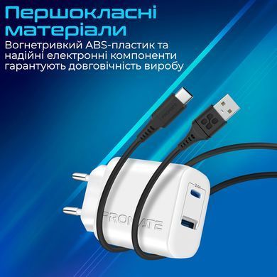 Зарядний пристрій Promate BiPlug-2 White (biplug-2.white) [603208]