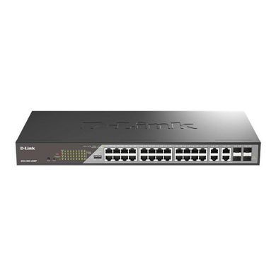 Комутатор D-Link 24xGE PoE, 4xSFP/GE, 370W, Некерований (DSS-200G-28MP) [105206]