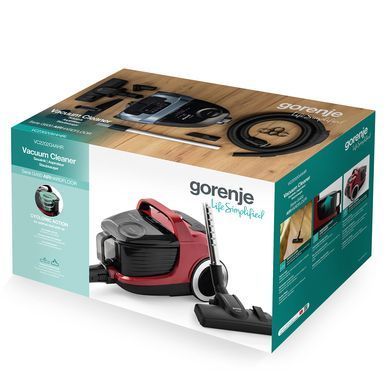 Пилосос Gorenje контейнерний, 800Вт, конт пил -3.3л, HEPA, телескоп трубка, червоний (VC2202G4AHR) [110855]