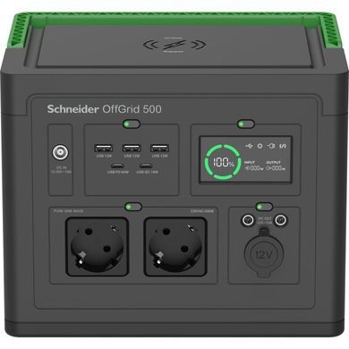 Портативна електростанція Schneider Electric OffGrid Portable Power Station 500, 500 Вт, 517 Вт/год, Wireless Charge (PPS500-GR) [112400]