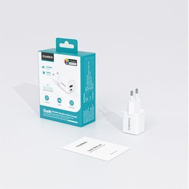 Мережевий зарядний пристрій Choetech (USB-C+USB-A) White (PD5012-EU-WH) [619603]