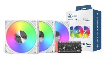 Набір із трьох вентиляторів для корпусу 120MM METAL PRO 12 ARGB 3 PACK (W) MONTECH (METALPRO12 ARGB 3PACK (W)) [502810]