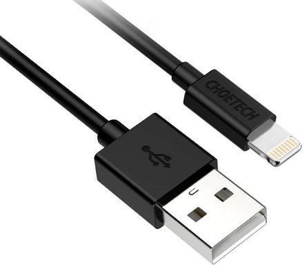 Кабель USB AM-Lightning M, 1.2 м, MFi 2.4A, чорний Choetech (IP0026) [402405]