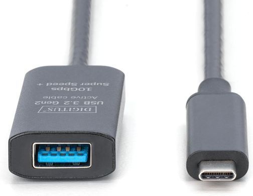 Подовжувач DIGITUS USB 3.2 Gen2 Active Cable 10G, C/M-A/F, 5м, чорний (DA-73113) [108630]