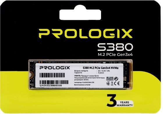 Накопичувач SSD 512GB Prologix S380 M.2 2280 PCIe 3.0 x4 NVMe 3D TLC (PRO512GS380) [607931]